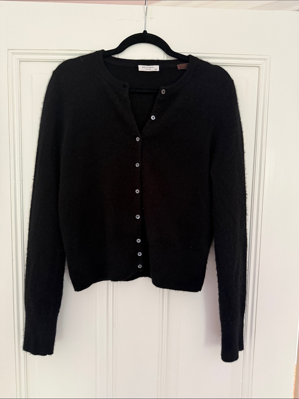 Equipment Black Button-Front Crewneck Cardigan